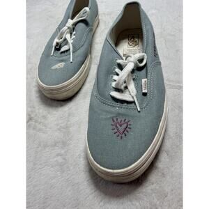 Vans Eco Theory Authentic Sneakers Mens 9 Womens 10.5 Blue Hemp Cotton Hearts